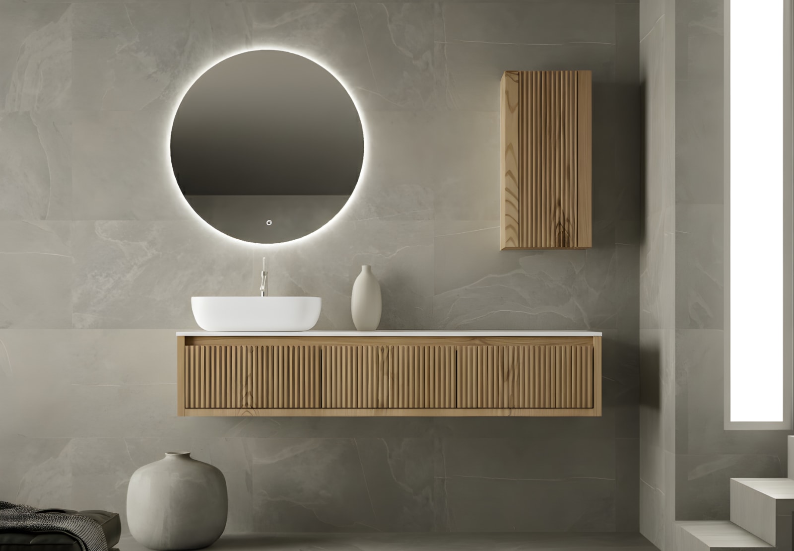 Mueble de baño madera maciza con encimera solid surface Alpes 20 Bruntec principal 0