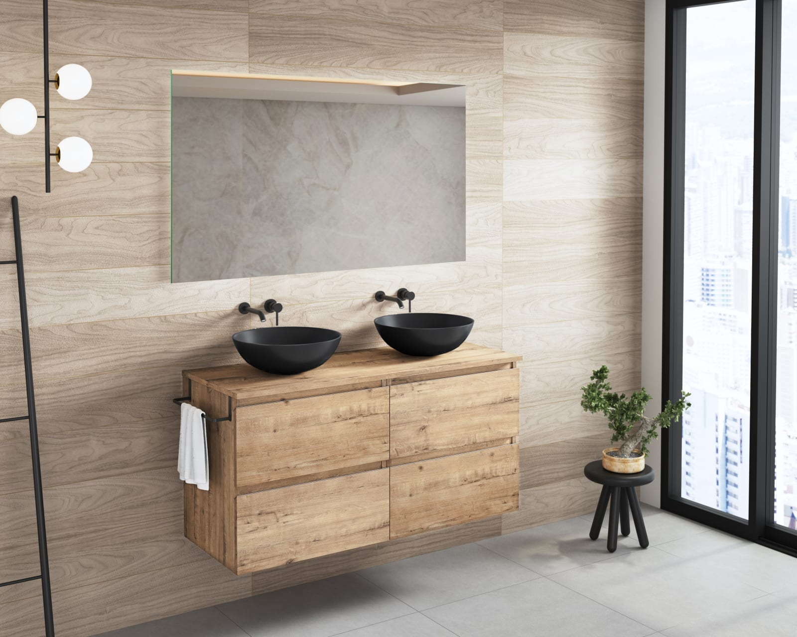 Mueble de baño con encimera de madera Roma Bruntec principal 0