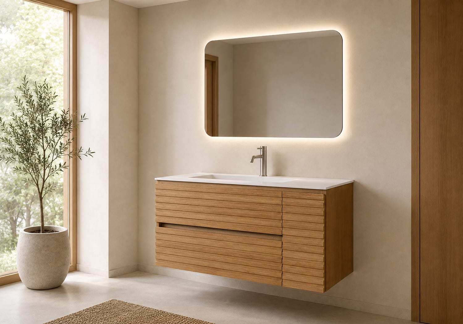 Conjunto Mueble de baño Alpes 21 Bruntec con lavabo Solid Surface principal 0
