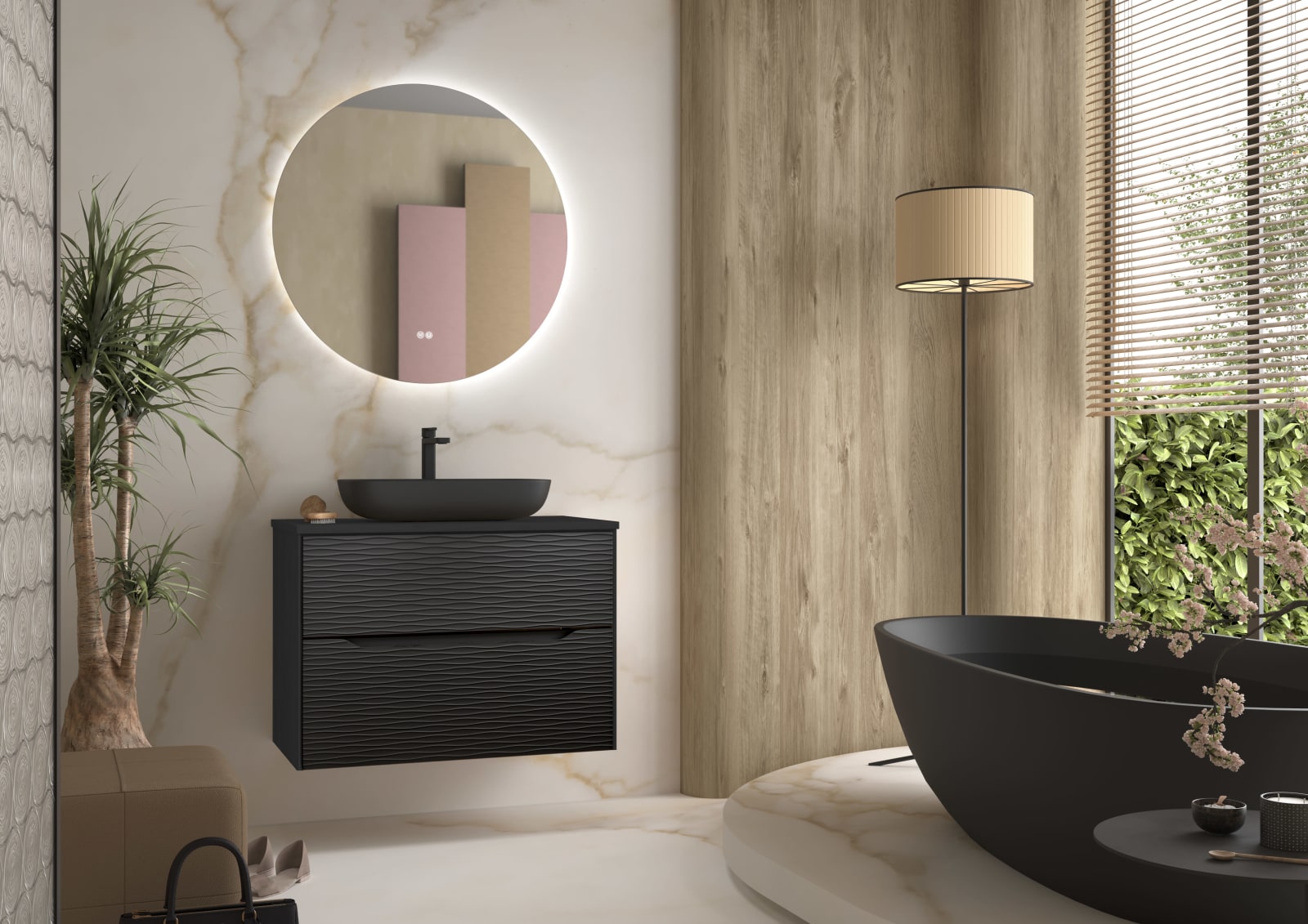 Mueble de baño con encimera de resina Sahara Coycama principal 0