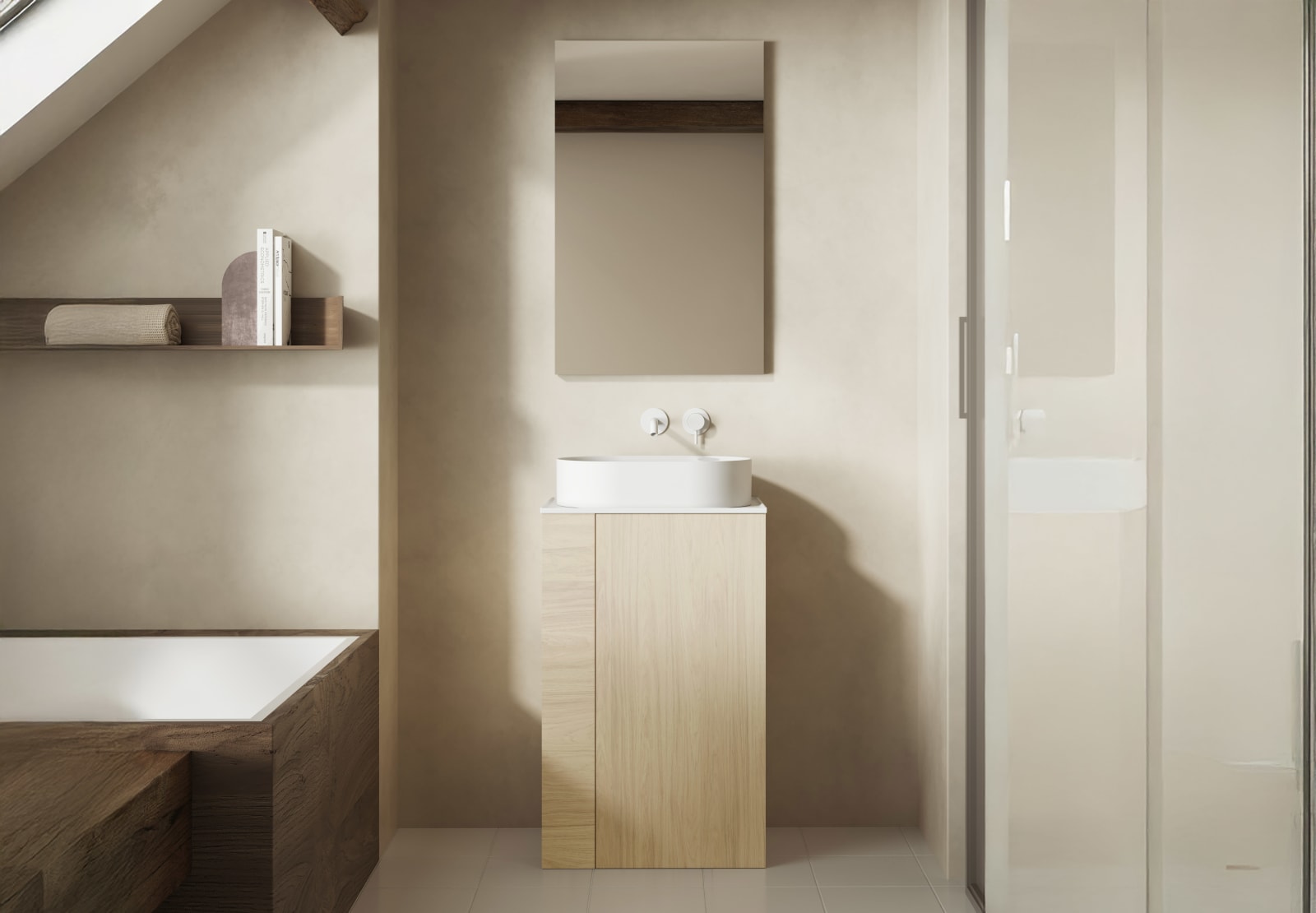 Mueble de baño con encimera solid surface fondo reducido Bassi Royo principal 0
