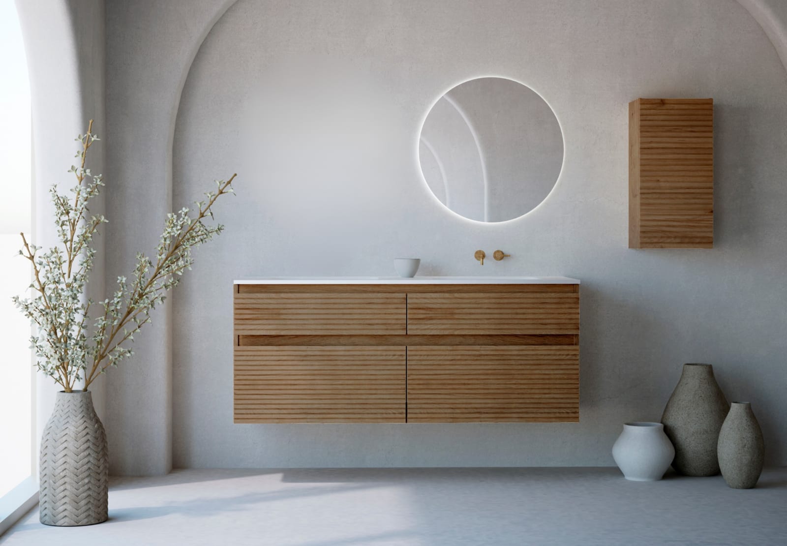 Conjunto de mueble de baño madera maciza palilleria Horizontal Alpes 7 Bruntec principal 0