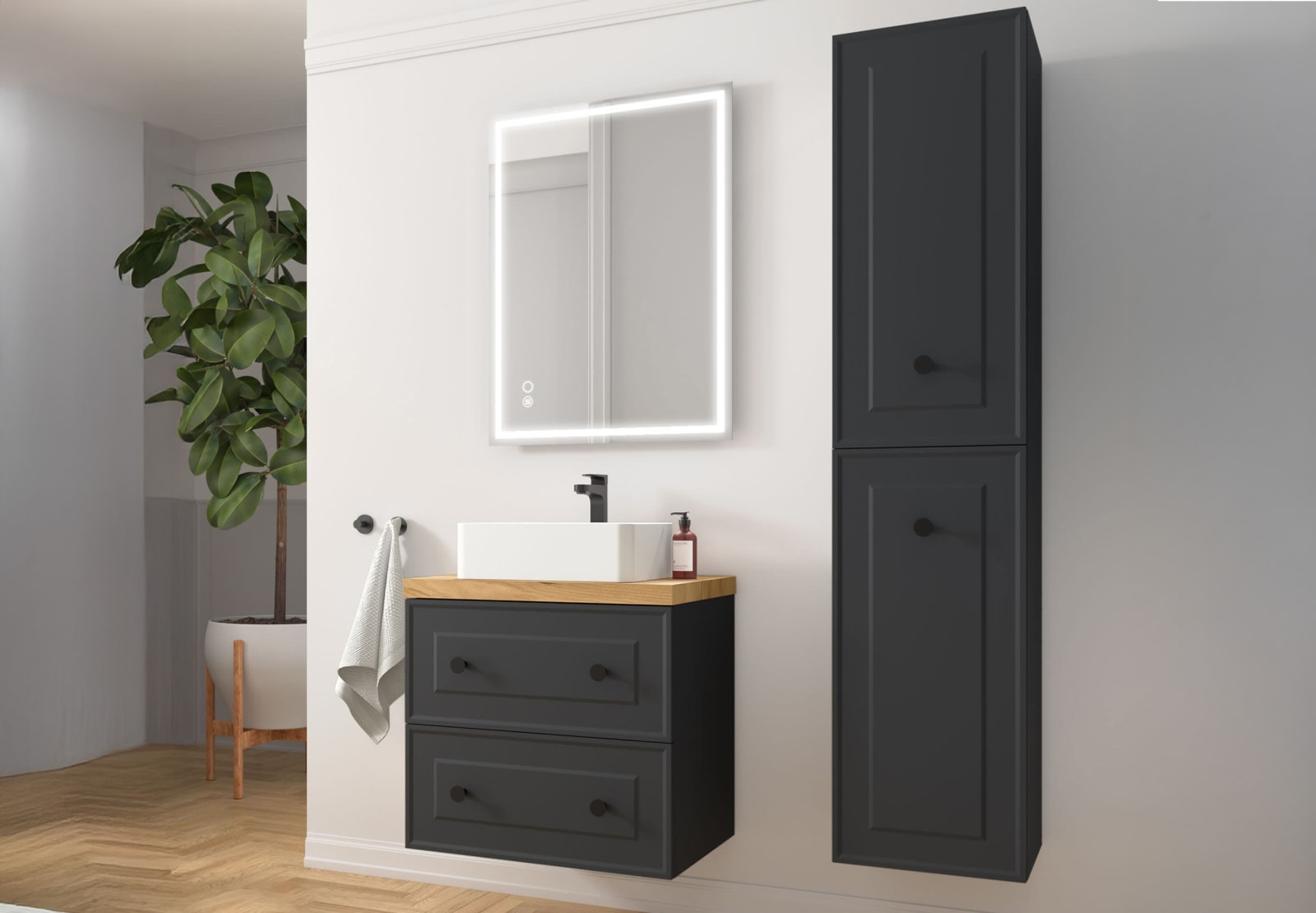 Mueble de baño con encimera de madera Renoir vintage Salgar principal 0
