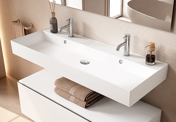 Lavabo encastrado para dos grifos de un seno 12 cm alto Lila Viso principal 0
