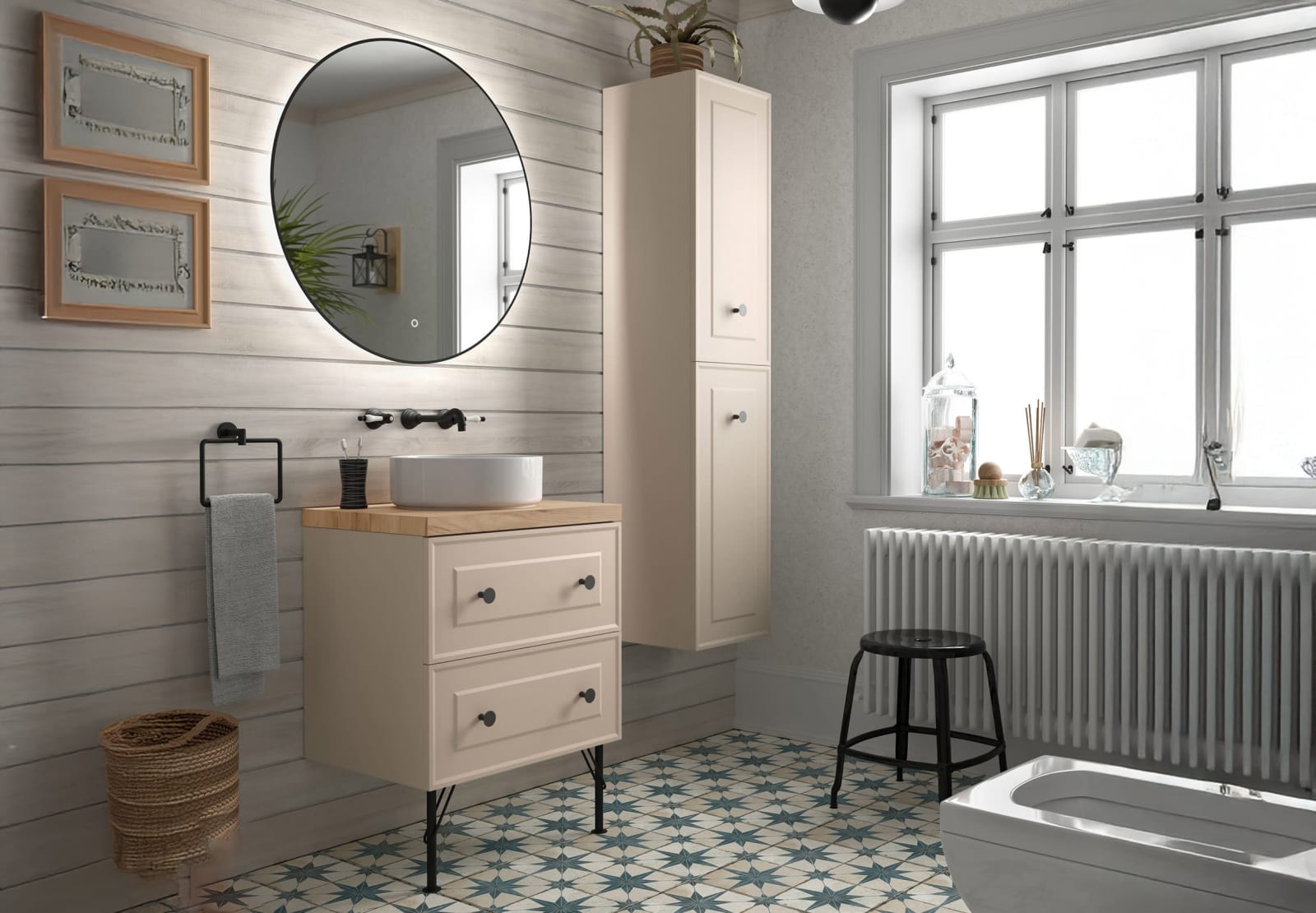 Mueble de baño con encimera de madera Renoir vintage Salgar principal 0