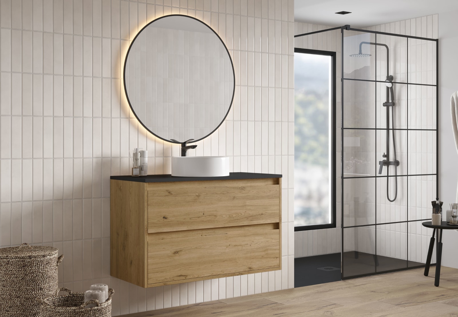 Mueble de baño con encimera Piedra Compactada negra Artemisa Bruntec principal 0