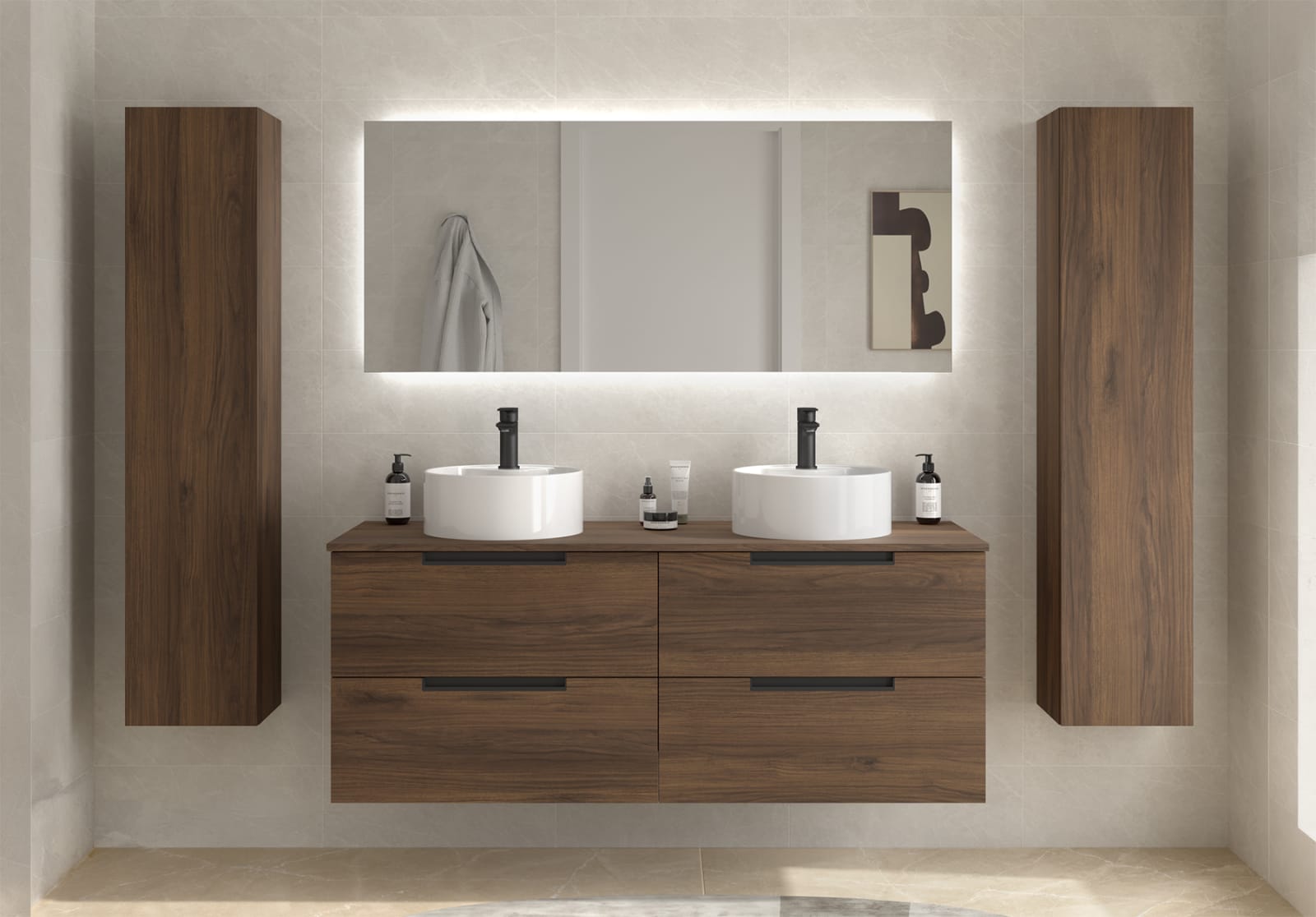 Conjunto mueble de baño Leni Salgar con lavabo sobre encimera principal 0