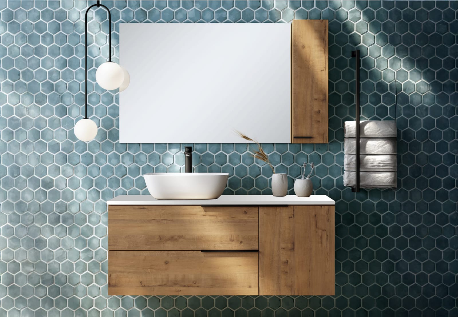 Mueble de baño con encimera de Solid Surface Coban Bruntec principal 0