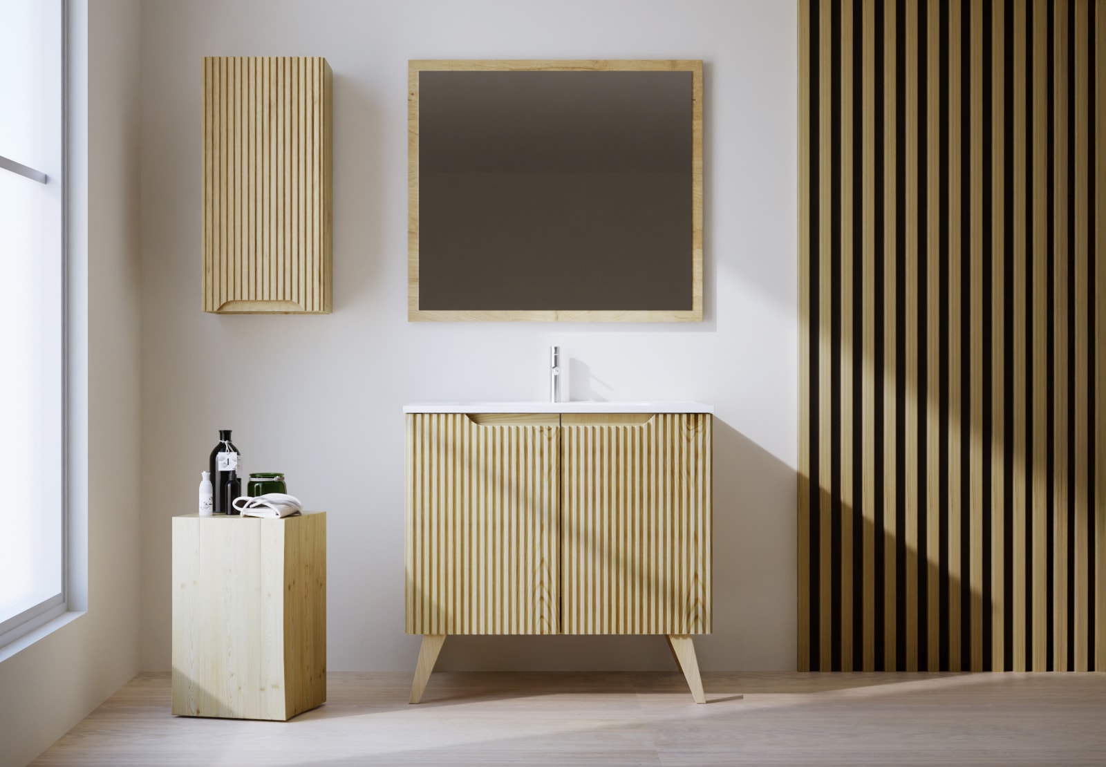 Conjunto de mueble de baño de madera maciza Alpes 14 Bruntec principal 0