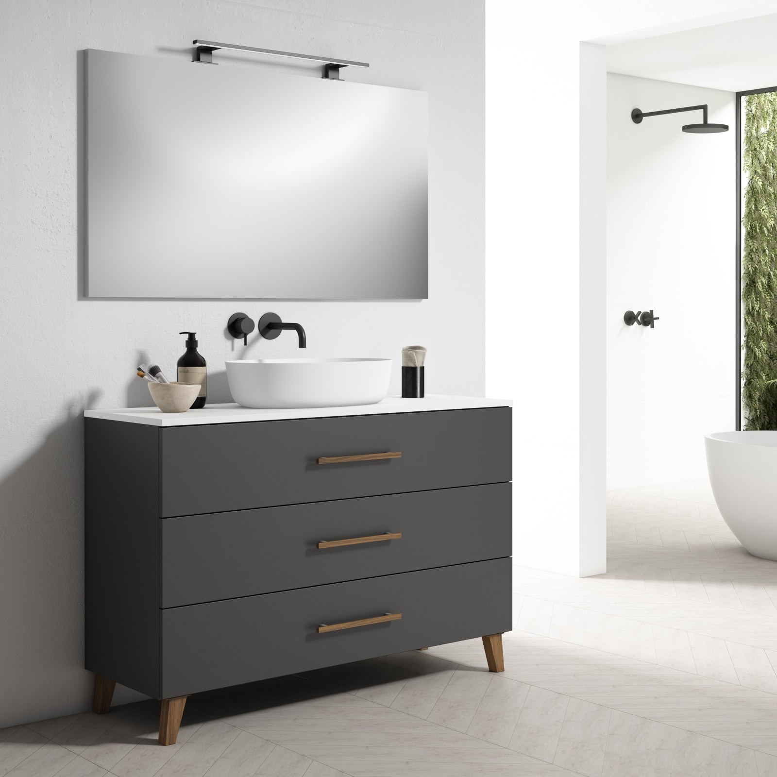 Mueble de baño con encimera de resina Gaia Bruntec principal 0