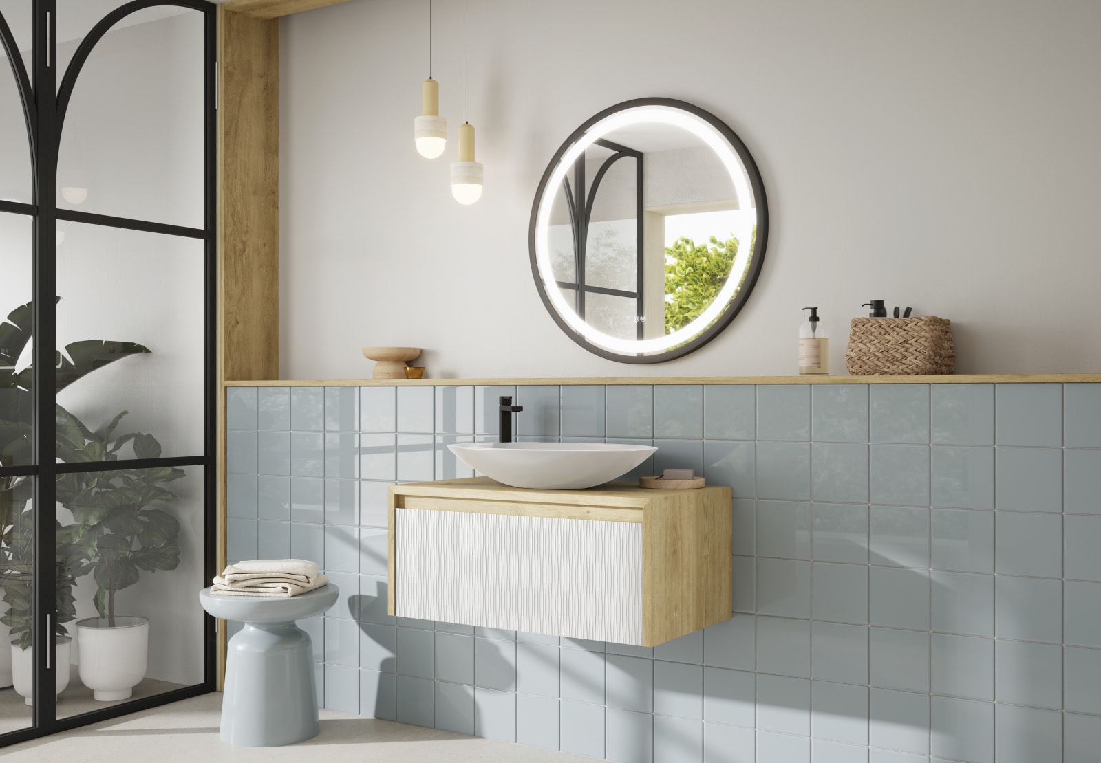 Mueble de baño Lambda con encimera de madera Coycama principal 0