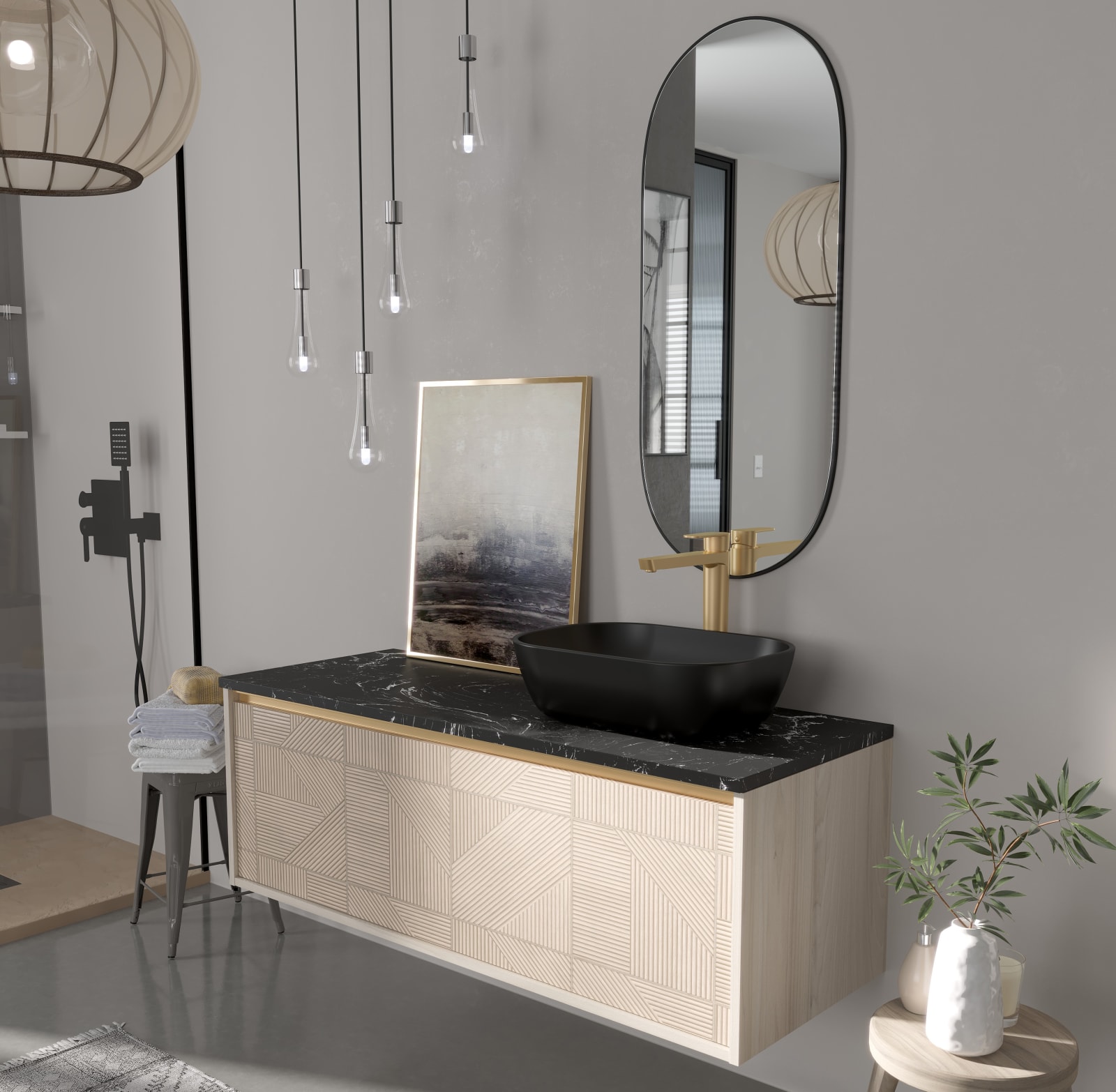 Mueble de baño con encimera Stein de piedra Duc Torvisco principal 0