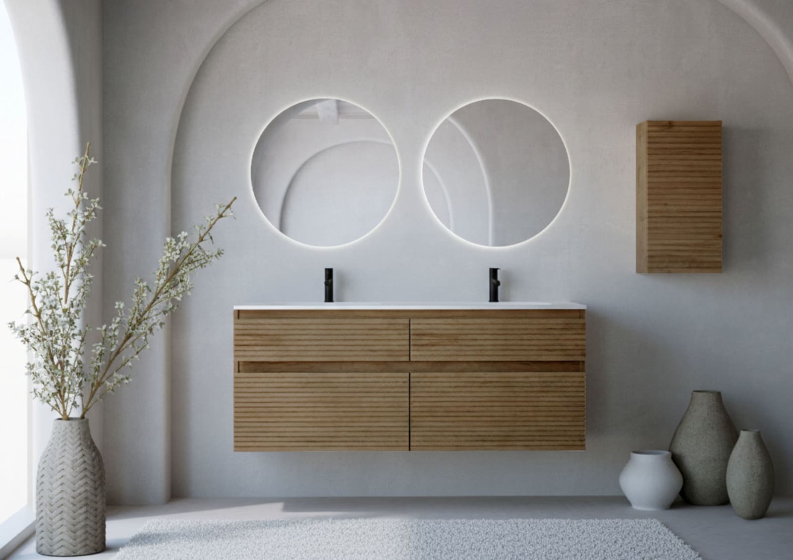 Conjunto de mueble de baño madera maciza palilleria Horizontal Alpes 7 Bruntec principal 0