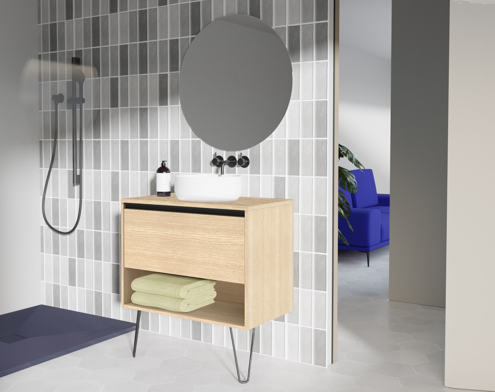 Conjunto mueble de baño con lavabo sobre encimera Yoko Top Amizuva principal 0