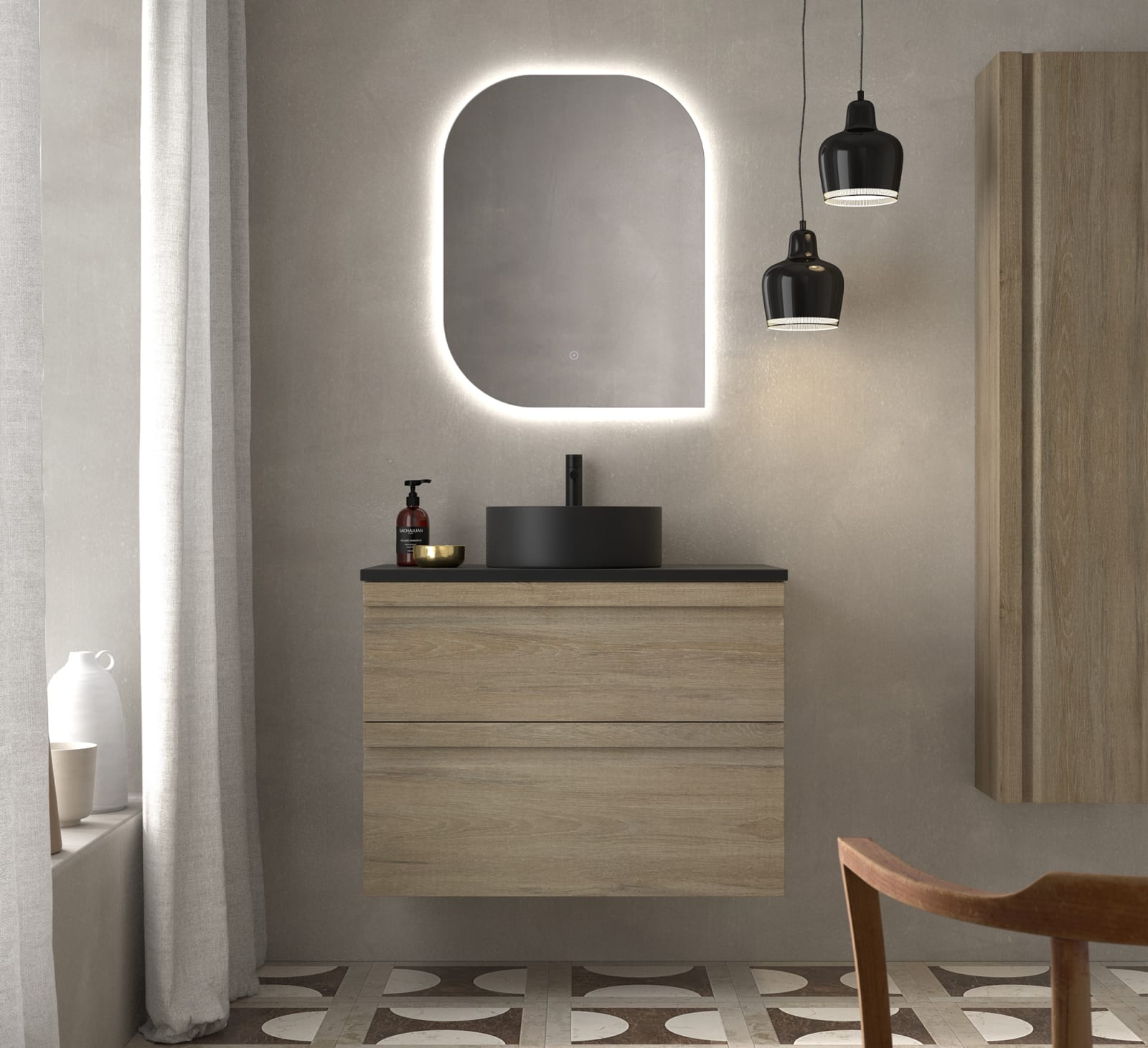 Conjunto mueble de baño con lavabo sobre encimera de microtec Natalia Avila Dos principal 0