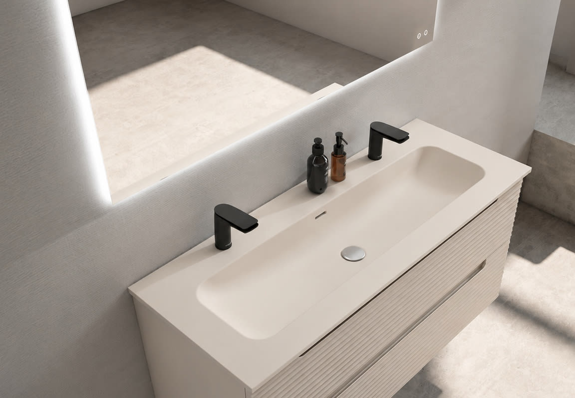 Lavabo encastrado para dos grifos de un seno Idea Match Viso principal 0