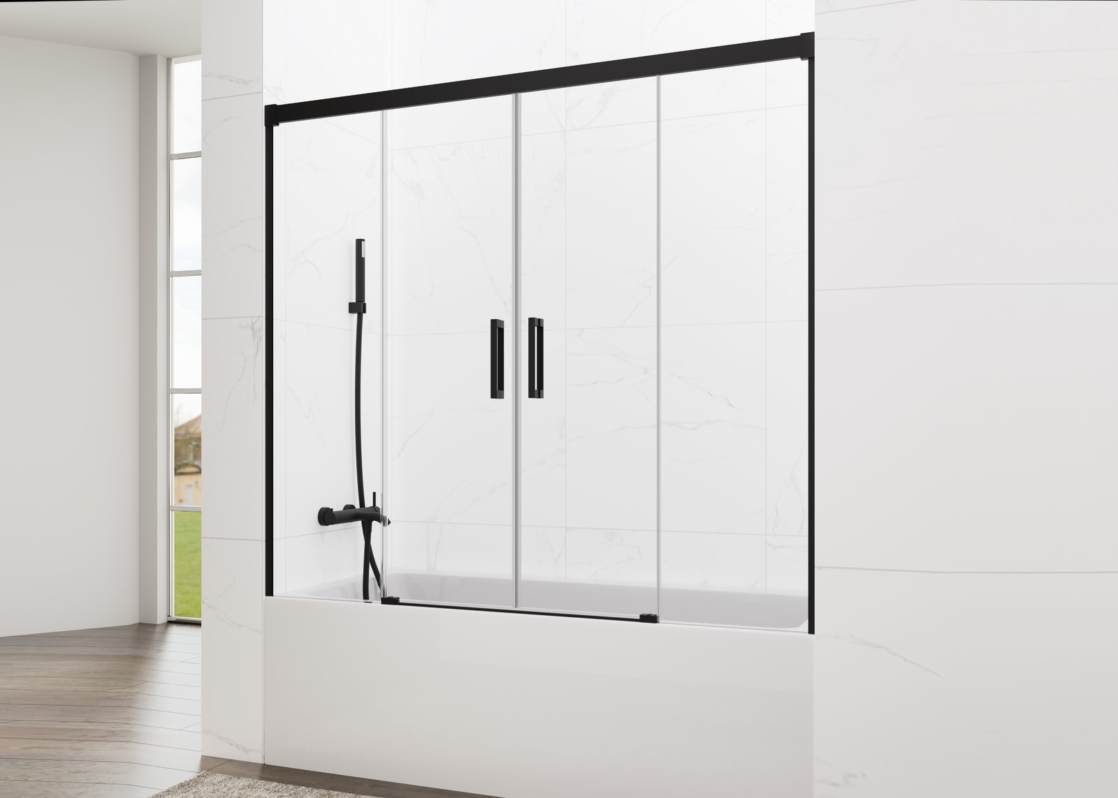 Mampara de bañera Basic Spazio negro mate GME principal 0