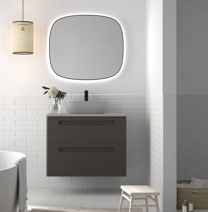 Conjunto mueble de baño con lavabo sobre encimera de microtec Paris Avila Dos principal 1
