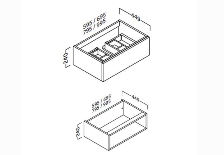 Mueble de baño con encimera de madera Landes Coycama croquis 7