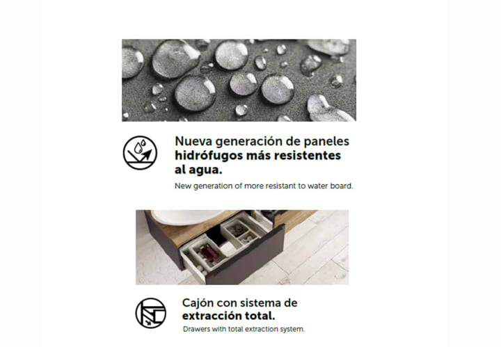 Mueble de baño con encimera de madera Landes Coycama opción 12