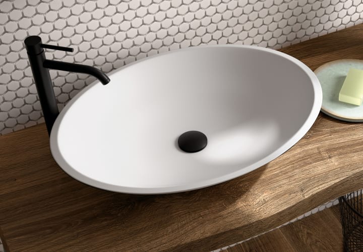 Lavabo sobre encimera Oval Coycama detalle 2