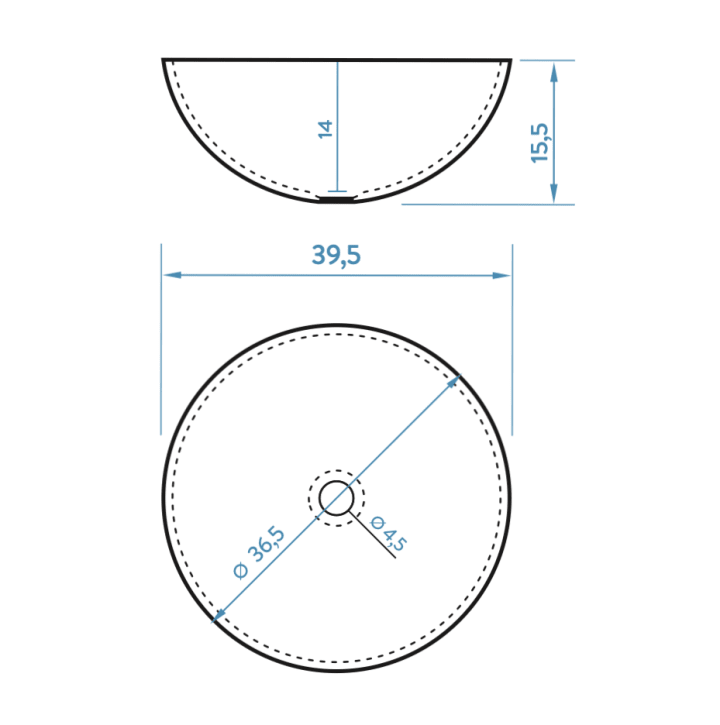 Lavabo sobre encimera Top Bruntec croquis 3