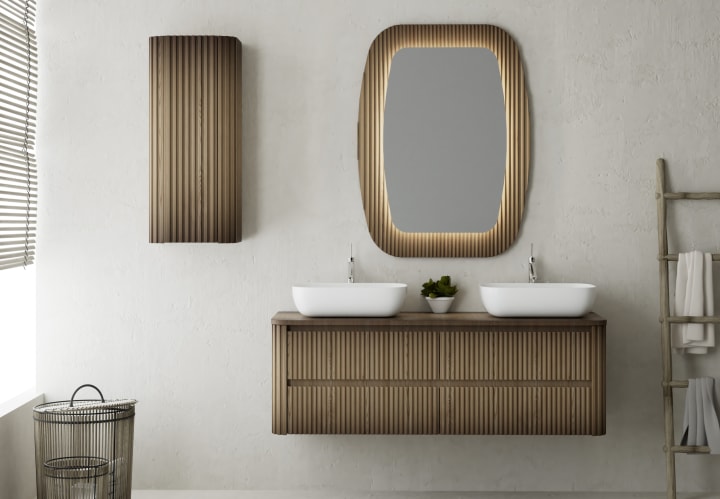 Mueble de baño con encimera de madera maciza Baviera Bruntec principal 2
