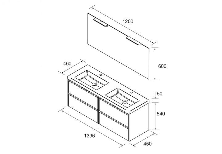 Conjunto mueble de baño Noja Salgar croquis 11