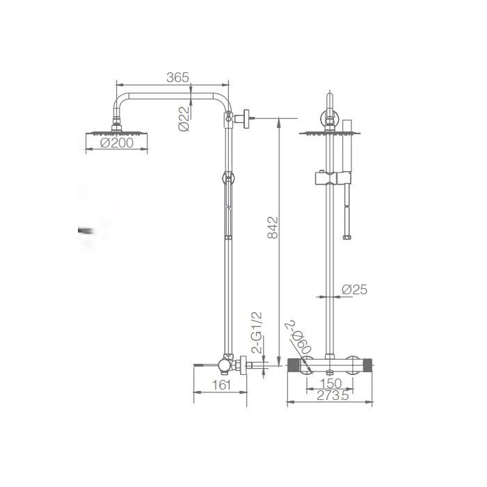 Conjunto de ducha Line Imex croquis 15