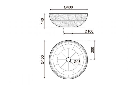 Lavabo sobre encimera Calcuta Bathco croquis 4