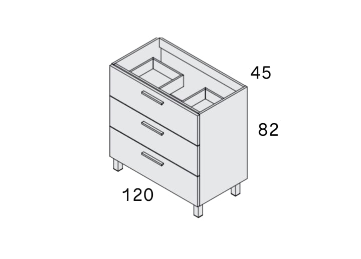 Conjunto mueble de baño Gaia Bruntec croquis 3