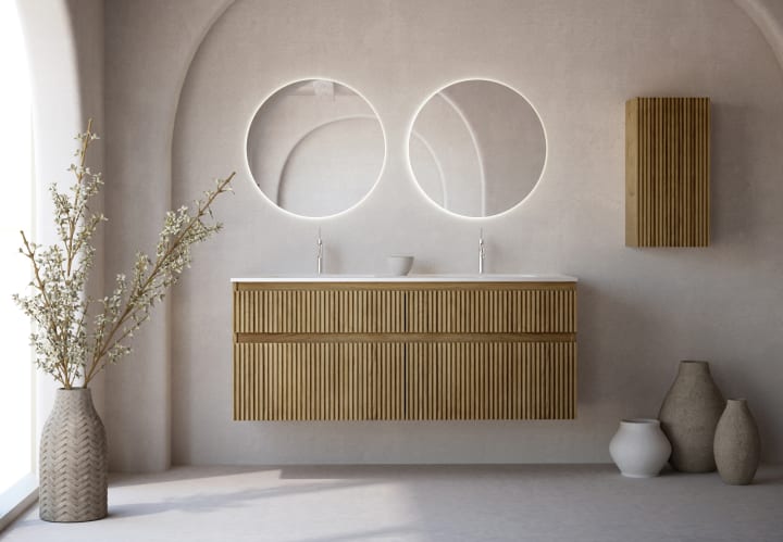 Conjunto de mueble de baño madera maciza palilleria Alpes 7 Bruntec principal 1