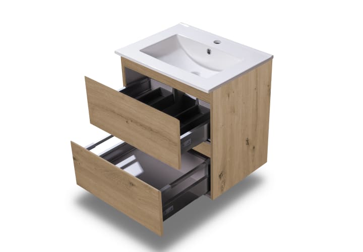 Conjunto de mueble de baño pequeño Nivo Bruntec 2 cajones suspendido detalle 8