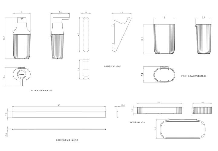 Set modular para cocina con guía a pared Alife de Cosmic croquis 7