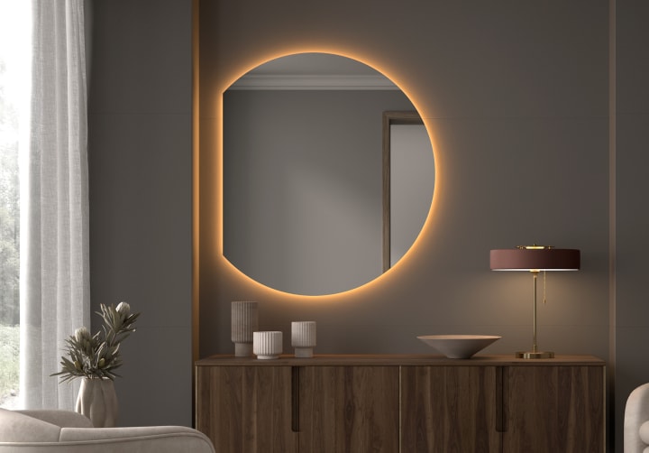 Espejo media luna con luz LED Zoni Bruntec ambiente 8