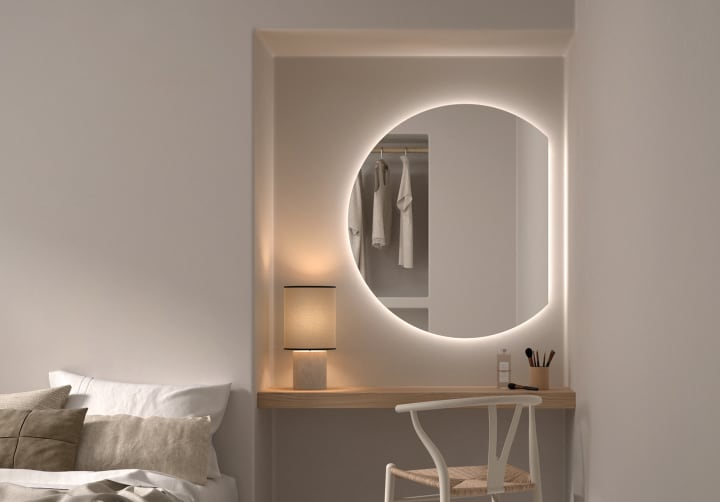 Espejo media luna con luz LED Zoni Bruntec ambiente 7