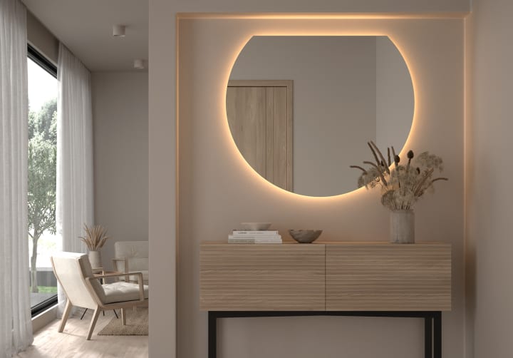 Espejo media luna con luz LED Zoni Bruntec principal 4