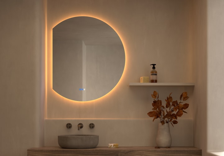 Espejo media luna con luz LED Zoni Bruntec principal 1