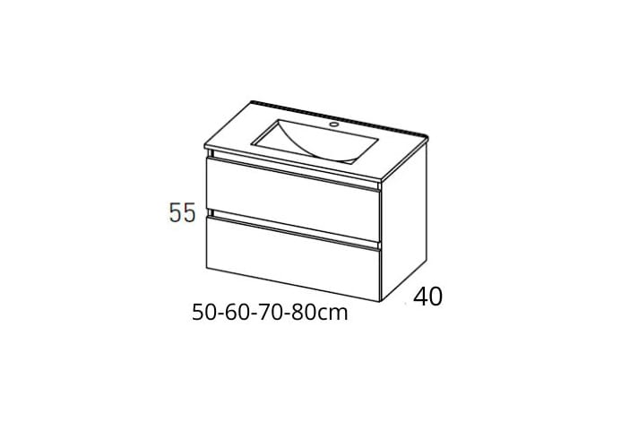 Conjunto mueble de baño fondo reducido 40 cm Nido Viso croquis 7