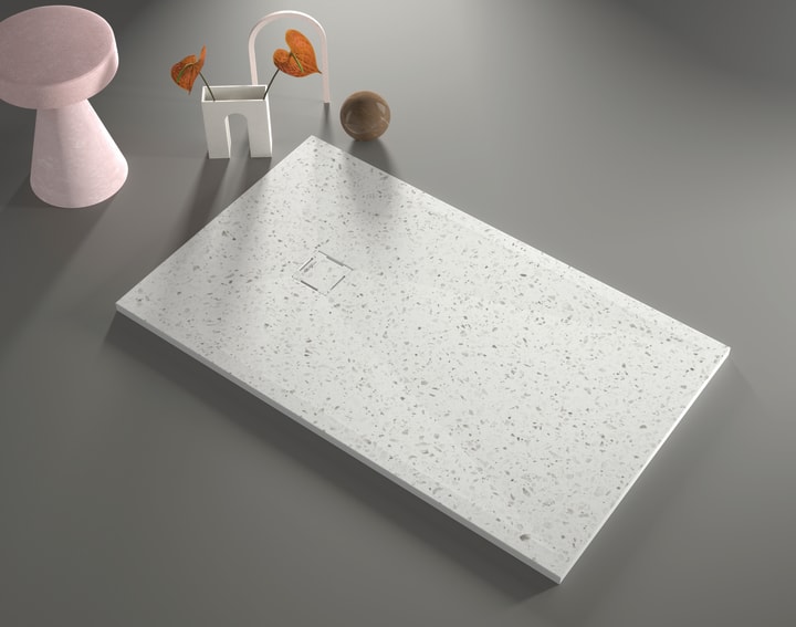 Platos de ducha de resina decorados Design 3D Granito Bruntec ambiente 1
