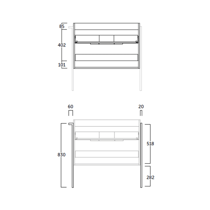 Mueble de baño Galsaky industrial Coycama croquis 12