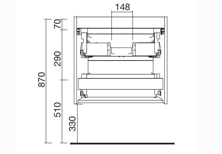 Mueble de baño con encimera solid surface Renoir Salgar croquis 2