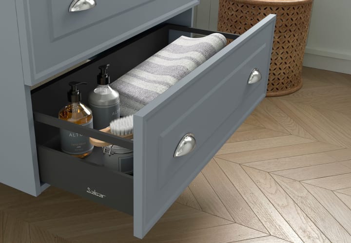 Mueble de baño con encimera solid surface Renoir Salgar detalle 1