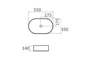Lavabo sobre encimera Verona mate Bruntec croquis 3