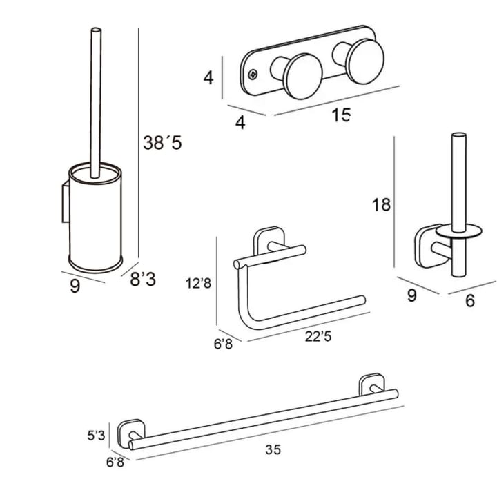 Conjunto accesorios de baño Bassic Manillons Torrent croquis 6