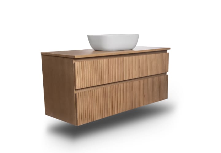 Mueble de Baño de madera maciza a medida con encimera de madera Alpes 1 Bruntec detalle 2