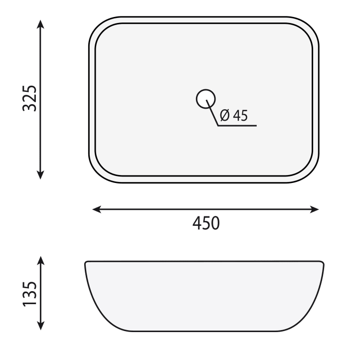 Lavabo sobre encimera León Bruntec croquis 2