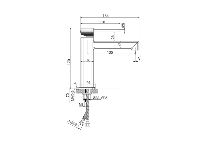 Grifo de lavabo Firenze Imex croquis 9