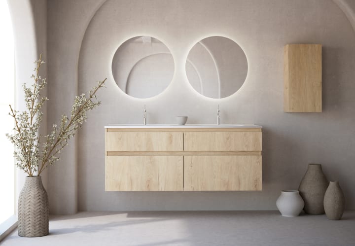 Conjunto de mueble de baño de madera maciza Alpes 7 Bruntec principal 1