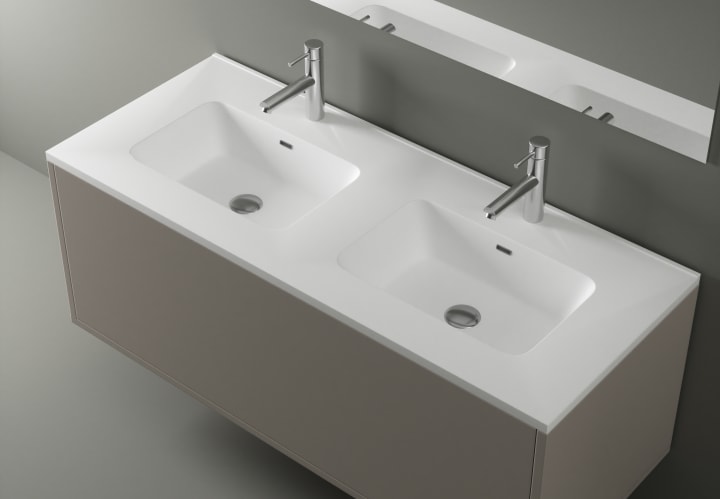 Conjunto de mueble de baño de madera maciza Alpes 7 Bruntec detalle 3